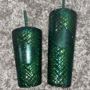 Starbucks green jeweled set venti and grande